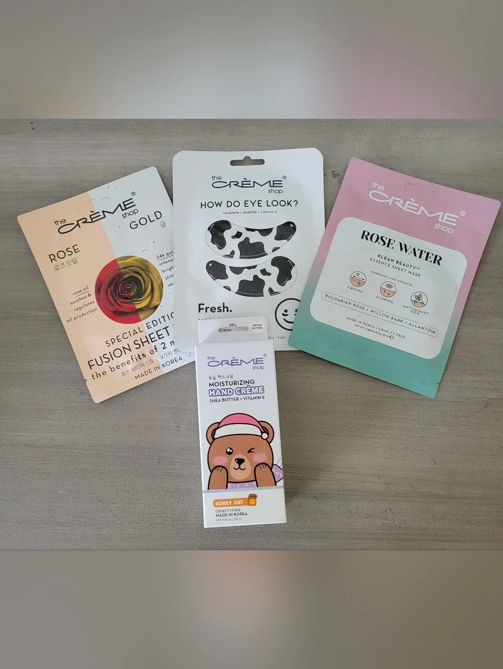 The Crème 4pcs. Hand Cream Eye & Face Sheet Mask Set NEW